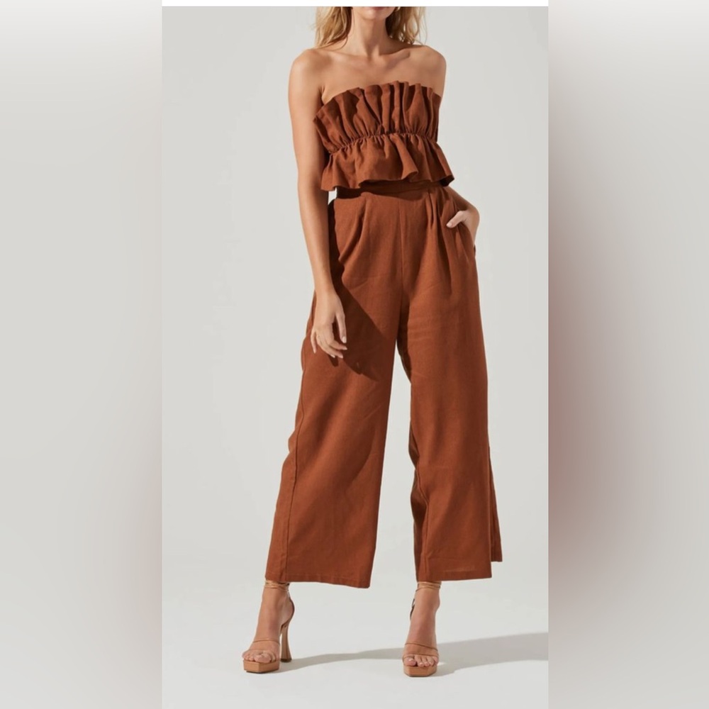 Astr Brown Wide Leg Jumpsuit